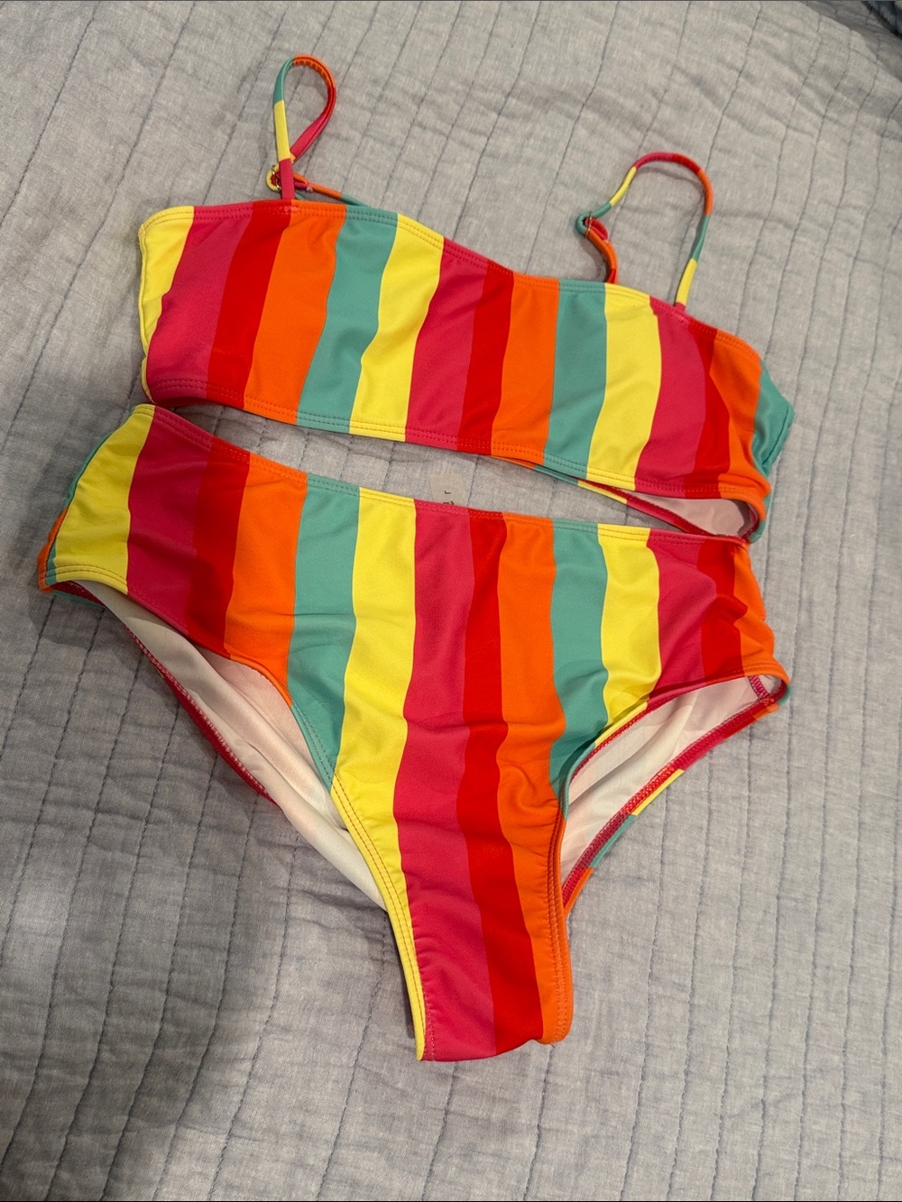 Rainbow Stripe Two-Piece Swimsuit - Multicolor